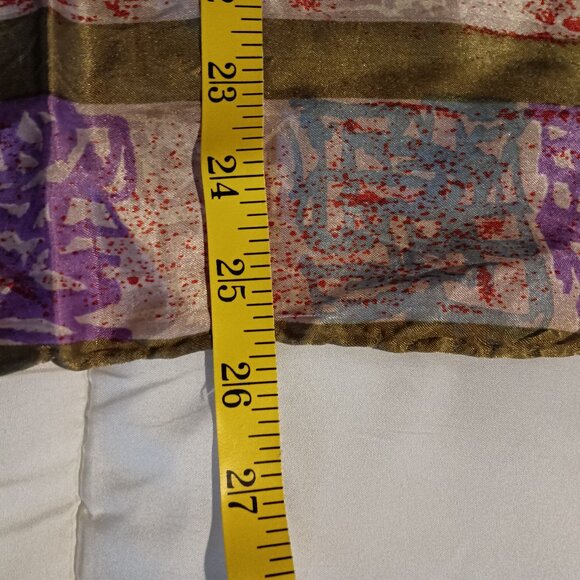 Vintage Scarf Water Repellant Hand Rolled Screen Printed Made in Italy 26x26 - Picture 7 of 8